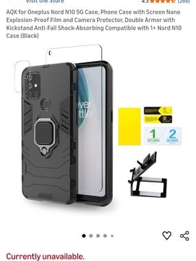 OnePlus Nord N10 Rugged Black Phone Case with Ring Kickstand & Magnet